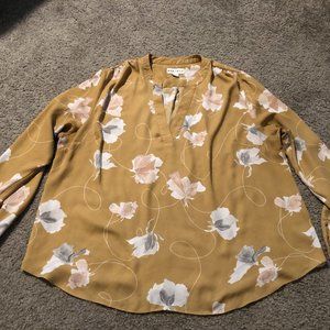 Plus Size Mustard Floral Blouse 1X